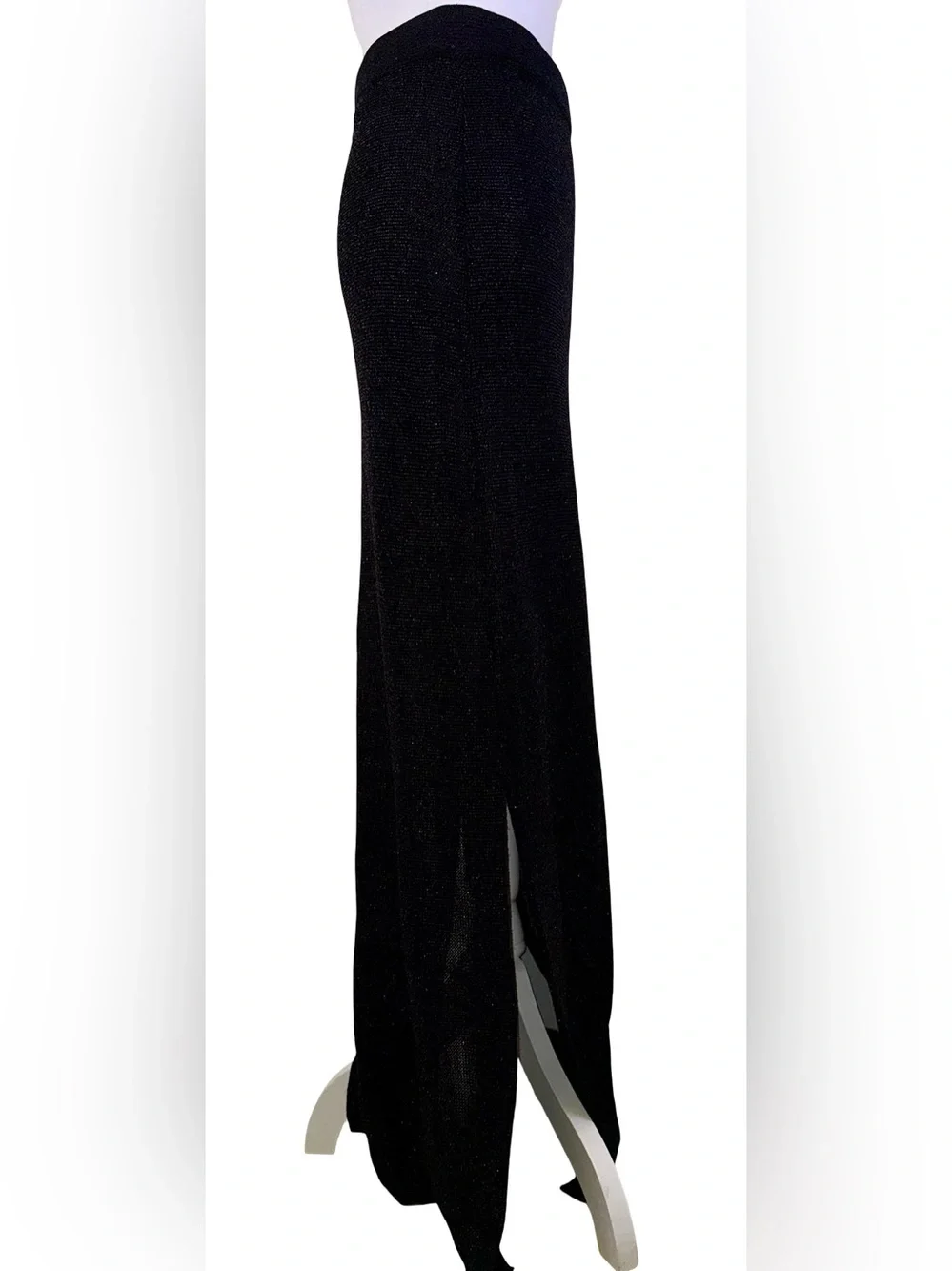 FENDI BLACK METALLIC KNIT MAXI SKIRT